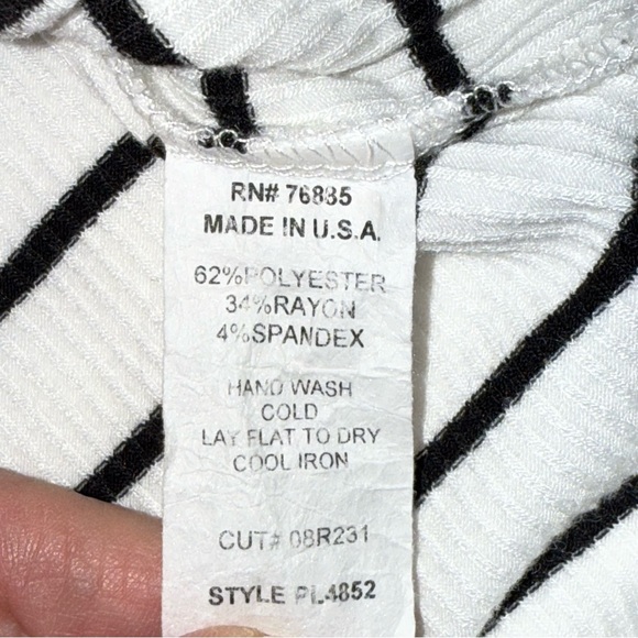 Allison Joy Black and White Striped Ruffle Bell Sleeve Boho Blouse size Small - Picture 6 of 15